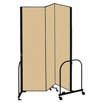 SCREENFLEX F1881 Partition 5 Ft 9 In W x 8 Ft H Beige, 9E278