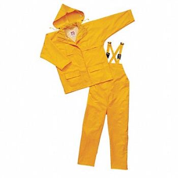 VIKING Rain Suit w/Jacket/Bib Unrated Yellow L, 9EAH6