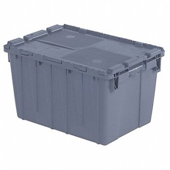 ORBIS E3369 Attached Lid Container Gray Solid HDPE, 9EVE5
