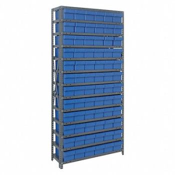 QUANTUM STORAGE SYSTEMS Bin Shlvng 12inx75inx36in Blue, 9EY69