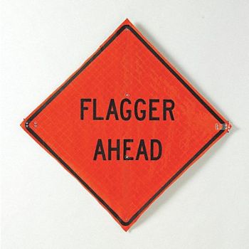 EASTERN METAL SIGNS AND SAFETY Flagger Ahead Traffic Sign 36 x 36, 9G638