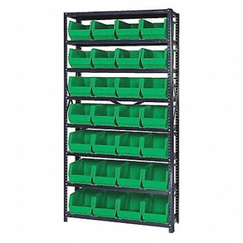 QUANTUM STORAGE SYSTEMS E1498 Bin Shlvng 12inx75inx36in Green, 9F272