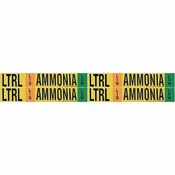 BRADY Pipe Marker Ammonia 1 1/8in H 7in W, 9F734