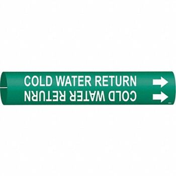 BRADY Pipe Markr Cold Water Return 2in H 2in W, 9F905