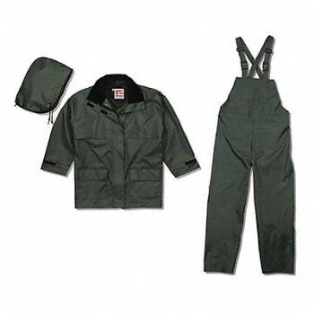 VIKING Rain Suit w/Jacket/Bib Unrated Green L, 9FDZ8