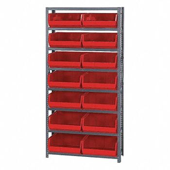 QUANTUM STORAGE SYSTEMS E1500 Bin Shlvng 12inx75inx36in Red, 9G866