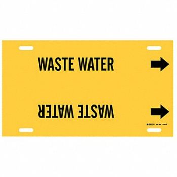 BRADY Pipe Marker Waste Water 8 in H 16 in W, 9GEU9