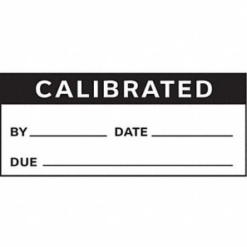 STRANCO INC Calibration Label ENG Black/White PK350, 8AYH4