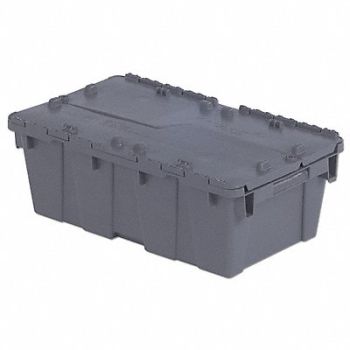ORBIS H7036 Attached Lid Container Gray Solid HDPE, 9HY19