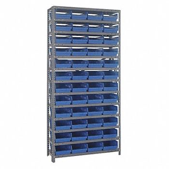 QUANTUM STORAGE SYSTEMS E1508 Bin Shlvng 12inx75inx36in Blue, 9J499
