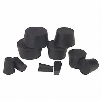 GRAINGER APPROVED Stopper Assortment Black Natural Rubber, 9JDR0