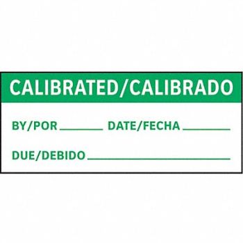STRANCO INC Calibration Label Bilingual 1in H PK225, 9JW38