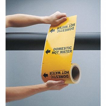 BRADY Pipe Marker Hot Water 12 in H 12 in W, 9PY91