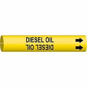 BRADY Pipe Marker Diesel Oil 2 in H 2 in W, 9LE93