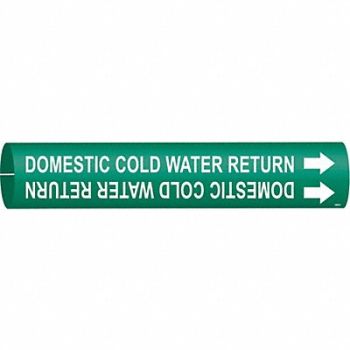 BRADY Pipe Marker Domestic Cold Water Return, 9LE94