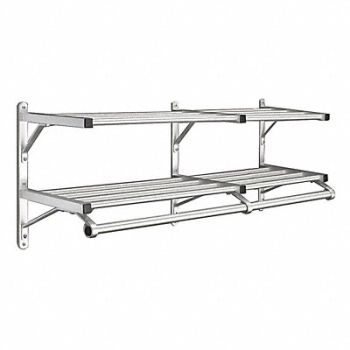 GLARO Coat Rack 2 Shelves 36 In W Satin Alum, 9LEC5
