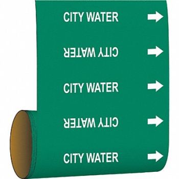 BRADY Pipe Marker City Water 8in H 8in W, 9LET2