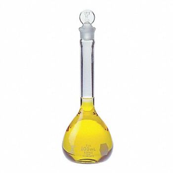 KIMBLE Volumetric Flask 100mL Clear PK12, 9MC75