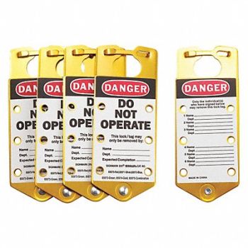 BRADY J5049 Labeled Lockout Hasp Gold 6 Padlock PK5, 9MFH7