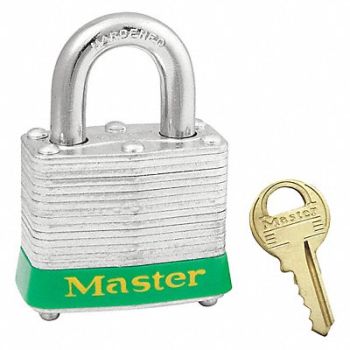 MASTER LOCK D1927 Lockout Padlock KD Green 1-1/4 H, 5T809