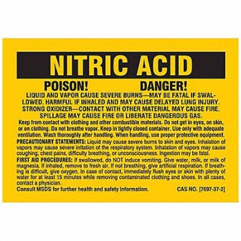 BRADY Chemical Label 2 in H 2-7/8 in W PK25, 9NLU0