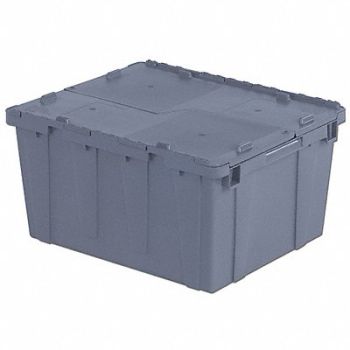 ORBIS E3391 Attached Lid Container Gray Solid HDPE, 9NM26