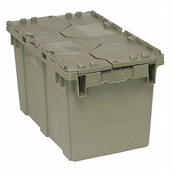 QUANTUM STORAGE SYSTEMS Attached Lid Container Gray Solid HDPE, 9NMR6