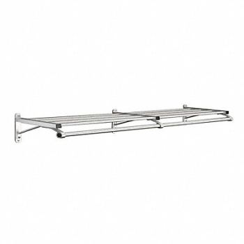 GLARO Coat Rack 1 Shelf 72 In W Satin Aluminum, 9NNH3