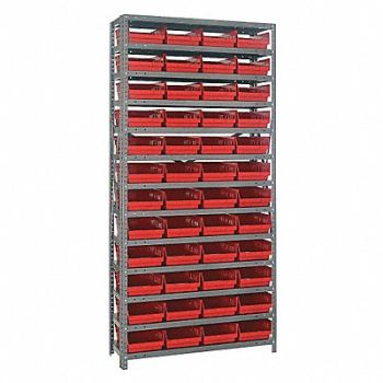 QUANTUM STORAGE SYSTEMS E1508 Bin Shlvng 12inx75inx36in Red, 9NUG0
