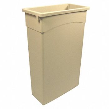 CONTINENTAL Trash Can Rectangular 23 gal Beige, 172K13