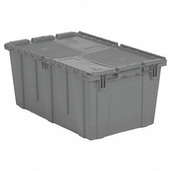 ORBIS E3380 Attached Lid Container Gray Solid HDPE, 9PWF5