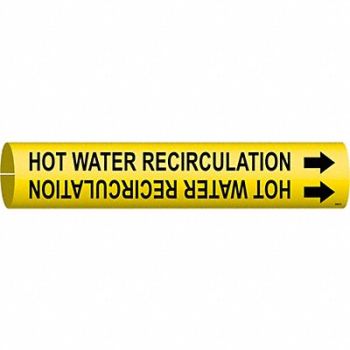 BRADY Pipe Marker Hot Water Recirculation, 9PYU4