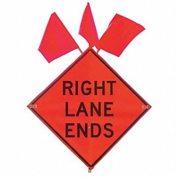 EASTERN METAL SIGNS AND SAFETY Lane Ends Traffic Sign 36 x 36, 9RW15
