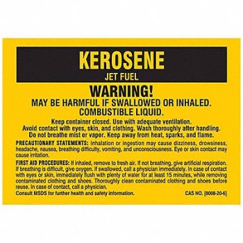 BRADY Chemical Label 7 in H PK25, 9RYF6