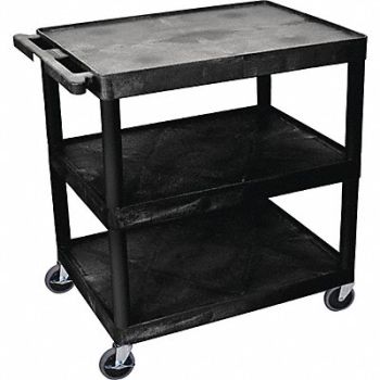 GRAINGER APPROVED Utility Cart 300 lb Cap. PE 3 Shelves, 9RYW0