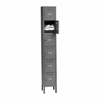 TENNSCO Box Locker Louvered 1 Wide 6 Tier Gray, 9RZJ7