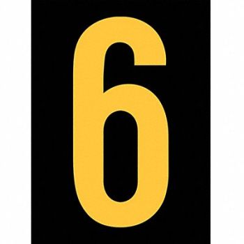 STRANCO INC Reflective Number Label 6 2-1/2in H PK25, 9U604