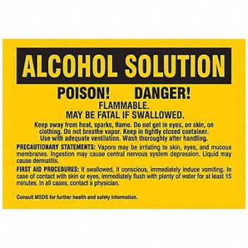 BRADY Chemical Label Polyester PK25, 9UP87