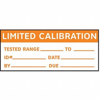 STRANCO INC Calibration Label ENG Orange/White PK350, 9LC80