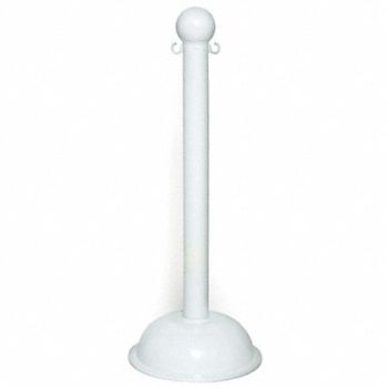 MR. CHAIN E1219 Heavy Duty Stanchion 41 in H White PK4, 9WK79