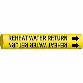 BRADY Pipe Marker Reheat Water Return 7/8in H, 9WL99