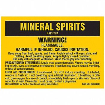 BRADY Chemical Label 5 in W PK25, 9WLC9