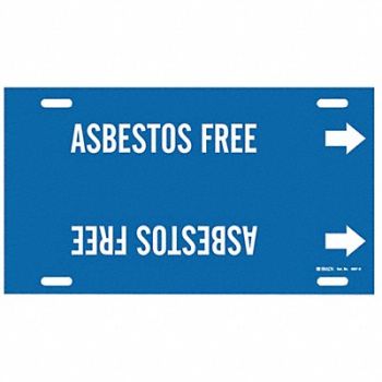BRADY Pipe Marker Asbestos Free 10in H 32in W, 9WML1