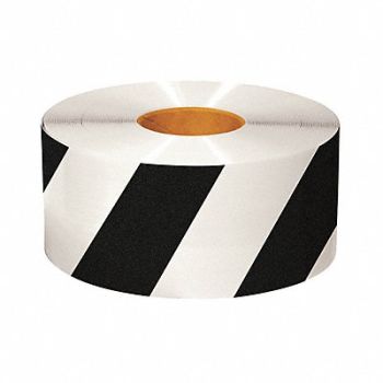 MIGHTY LINE Floor Tape Black/White 6 inx100 ft Roll, 9YAC4
