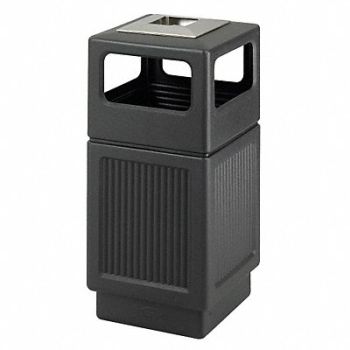 SAFCO Ash/Trash Can 38 gal Black, 9YGC9