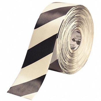 MIGHTY LINE Floor Tape Black/White 4 inx100 ft Roll, 9YJG1