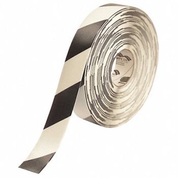 MIGHTY LINE K3721 Floor Tape Black/White 2 inx100 ft Roll, 9YKC8
