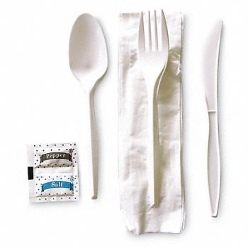 GRAINGER APPROVED Disp Cutlery Set White Med Weight PK250, 485W02
