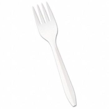 GRAINGER APPROVED Disposable Fork WH Med PK1000, 485V83