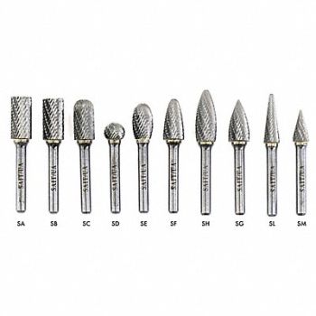 UNITED ABRASIVES-SAIT Carbide Bur Sc3L6 Dc 3/8x3/4, 58AN21
